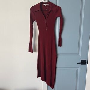 A.L.C. Deep Red Long Sleeve Knit Dress